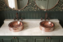 Round Copper Basin Sink - Engraved Brass Bathroom Sink