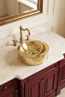 Round Brass Basin Sink - Hammered Gold Sink