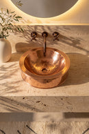 Round Brass Basin Sink - Hammered Gold Sink