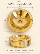 Round Brass Basin Sink - Hammered Gold Sink
