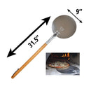 Round Pizza Peel Long Handle | Turning Pizza Peel Paddle with Leather Strap and Detachable Wood Handle - Bakeware & Pizza Oven Accessories - 9 in