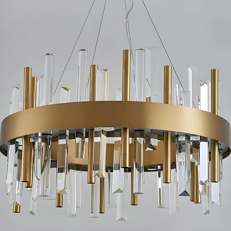 Royal Hanging Gold/Titanium/Copper Round Crystal Chandelier for Dining Room