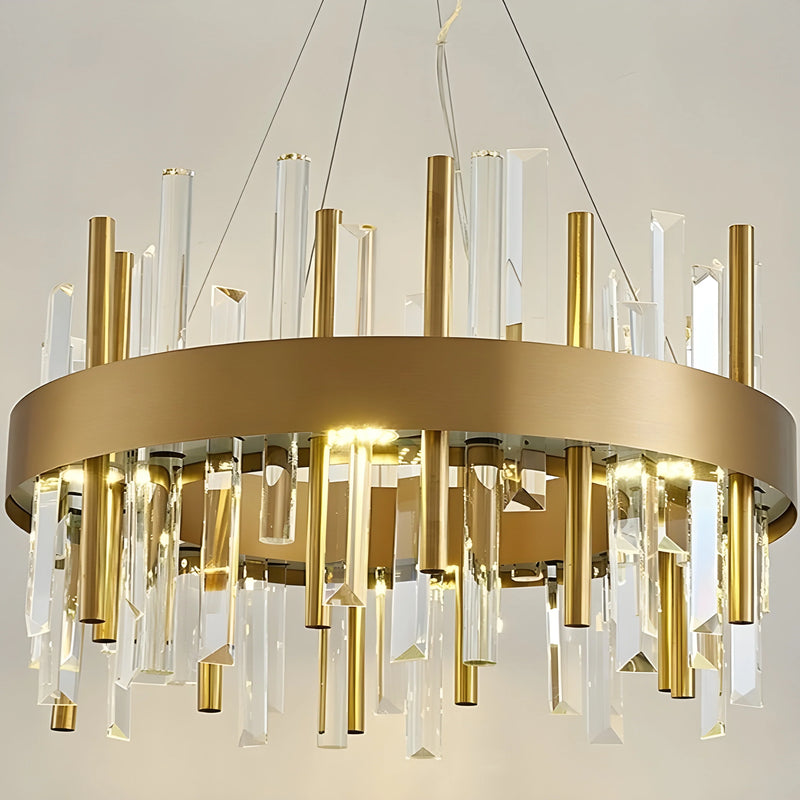 Royal Hanging Gold/Titanium/Copper Round Crystal Chandelier for Dining Room