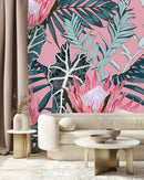 Pink Wallpaper with Pink Protea