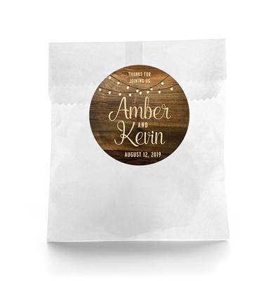 Rustic Wood Lights Wedding Favor Labels