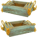 Rustic Redwood Planter Box Set with Rope Handles (9-Piece Collection)