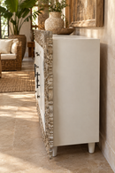 Carved White Sideboard with Drawers & Cabinets - 60 x 18 x 39 in