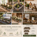 Rustic Redwood Planter Box Set with Rope Handles (9-Piece Collection)