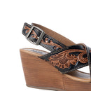 Myra Flower Ridge Sandals for Women with genuine leather and handtooled detail for casual wear
