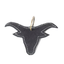 Longhorn Charm Leather Key Fob in Black