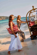 Saint Tropez Tote Bag In White & Sky Blue