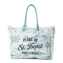 Saint Tropez Weekender Bag In White & Sky Blue