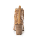 Myra Persimmonee Embossed Leather Heels for Women Open Toe, Mid Block Heel, Western Cowgirl Fashion for Rodeo Evenings