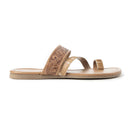 Myra LaDonna Trail Floral Handtooled Sandals for Women â€“ Beige Western Hairon Slip-Ons for Ranch Days & Rodeo Nights