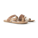 Myra LaDonna Trail Floral Handtooled Sandals for Women â€“ Beige Western Hairon Slip-Ons for Ranch Days & Rodeo Nights