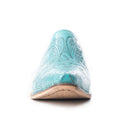 Valeria Hand-tooled Mules In Turquoise