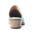 Valeria Hand-tooled Mules In Turquoise
