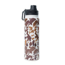 Moo & Bloom Stainless Steel Water Bottle in Brown Leopard Print