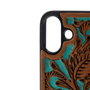 Myra Hawk Ridge Phone Case for iPhone 16 with handtooled leather for everyday use