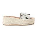 Mesa Mane Hairon Leather Sandals in Black & White