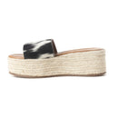 Mesa Mane Hairon Leather Sandals in Black & White
