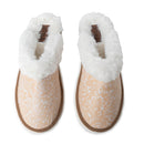 Snowdrift Embossed Leather Slippers in Wintry Beige