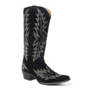 Midnight Trail Embroidered Leather Boots in Shadow Black