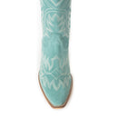 Midnight Trail Embroidered Leather Boots in Shadow Green