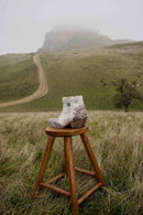 Myra Sierra Belle Handtooled Leather Booties in Almond White