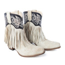 Canyon Night Bird Fringe Booties in Cream