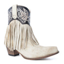 Canyon Night Bird Fringe Booties in Cream