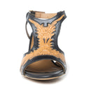 Rodeo Rose Handtooled Leather Heels in Natural Brown