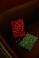 Texas Blaze Embroidered Leather Diary in Scarlet Red