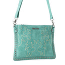Myra Texas Rose Leather Bag for Women with genuine leather in turquoise with western embroidered detail