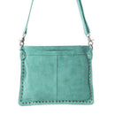 Myra Texas Rose Leather Bag for Women with genuine leather in turquoise with western embroidered detail