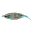 Myra Texas Rose Leather Bag for Women with genuine leather in turquoise with western embroidered detail