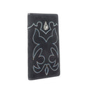 Ravenhide Embroidered Leather Wallet in Coal Black