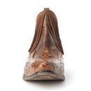 Myra Wild Ember Fringed Handtooled Leather Booties in Golden Rust