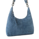 Windrow Genuine Suede Bag for Women in denim blue with extra strap