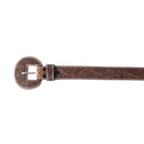 Lariat Rose Leather Belt in Chestnut Brown