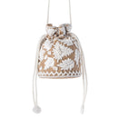 Myra Honey Vine Western Bucket Bag for Women in Jute with embroidered detail