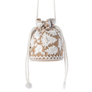 Myra Honey Vine Western Bucket Bag for Women in Jute with embroidered detail