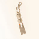 Myra Duo Medallion Tassel Keychain in Nickel Steel