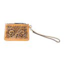 Myra Sierra Scroll Handtooled Card Holder in Bronco Umber