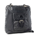Myra Stormrider Buckled Genuine Leather Bag in Shadow Black
