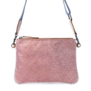 Myra Rosette Trail Leather Bag in Mauve Snake Print