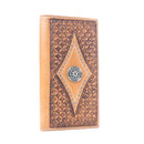 Myra Nomad's Emblem Handtooled Leather Wallet for Men in Walnut Emboss