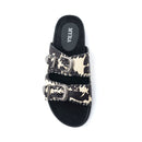 Myra Coyote Crest Hairon Leather Sandals in Vanilla White