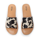 Myra Mojave Herd Hairon Leather Sandals in Creamhide White