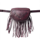Myra Zidana Stormy Trails Fringed Veg Tanned Leather Bag in Raven Dusk